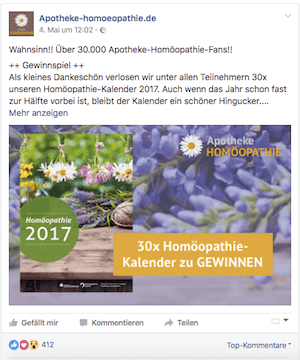 Beitrags auf Facebook